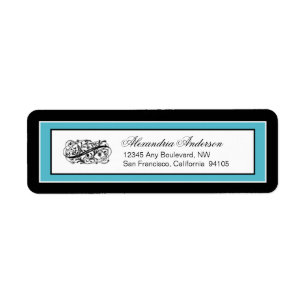 Simply Elegant Return Address Label (black/aqua)