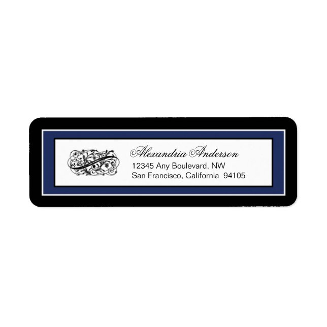 Simply Elegant Return Address Label (black/navy) (Front)
