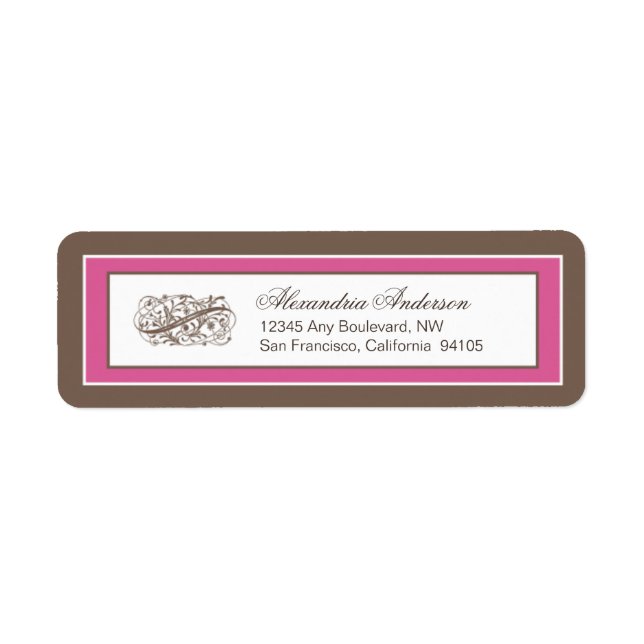 Simply Elegant Return Address Label: brown/fuchsia (Front)