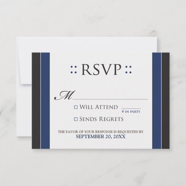 Simply Elegant RSVP Card (navy/black) (Front)