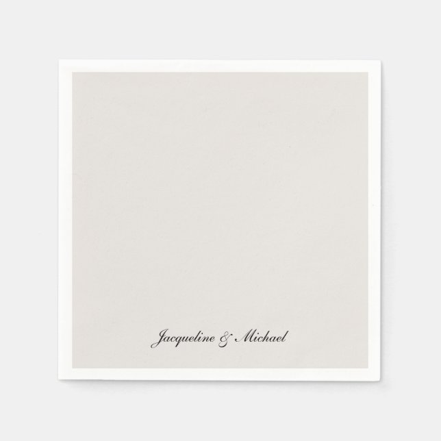 Simply Elegant Script Cream Wedding Cocktail Napkin (Front)
