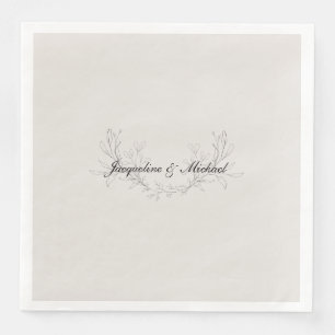 Simply Elegant Script Cream Wedding Dinner Napkin