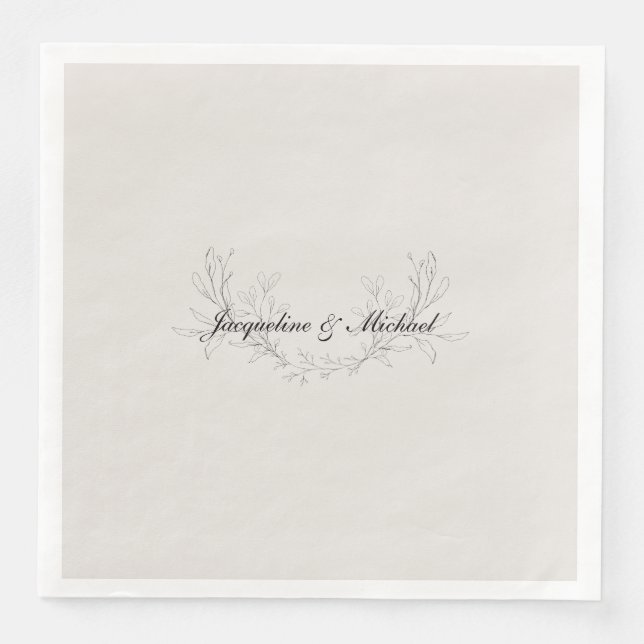 Simply Elegant Script Cream Wedding Dinner Napkin (Front)