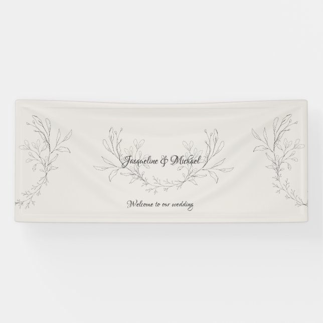 Simply Elegant Script Neutral Wedding Welcome Banner (Horizontal)