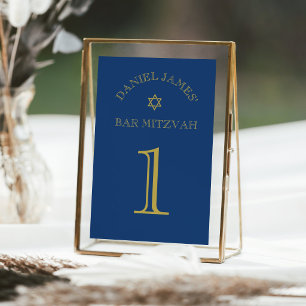 Simply Elegant Star Bar Mitzvah Table Number