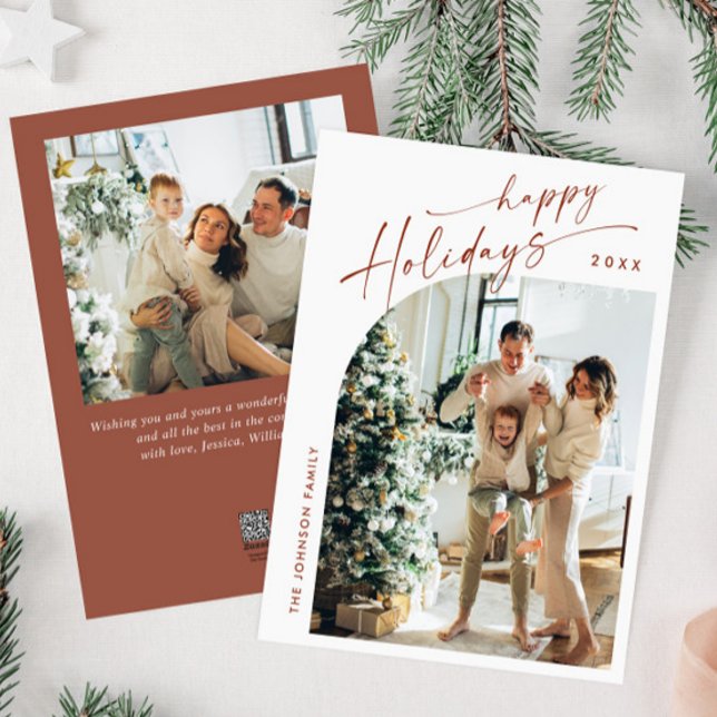 Simply Elegant Stylish 2 PHOTO Christmas Greeting Holiday Card (Creator Uploaded)