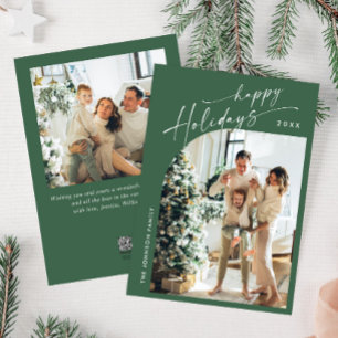 Simply Elegant Stylish 2 PHOTO Christmas Greeting Holiday Card