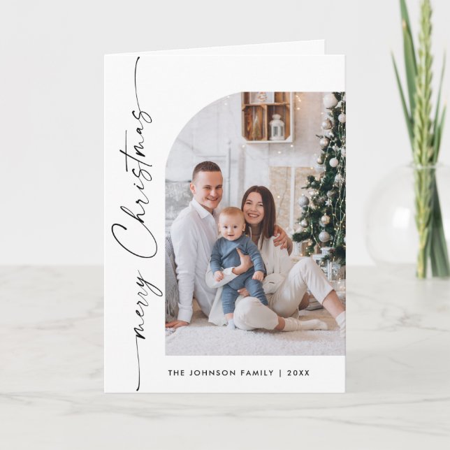 Simply Elegant Stylish 3 PHOTO Christmas Greeting Holiday Card (Front)