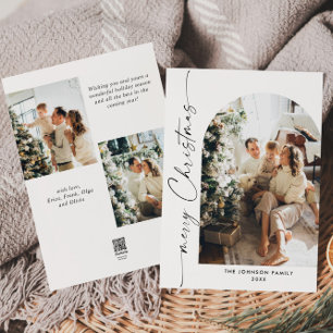 Simply Elegant Stylish 3 PHOTO Christmas Greeting Holiday Card