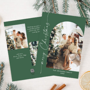 Simply Elegant Stylish 3 PHOTO Christmas Greeting Holiday Card