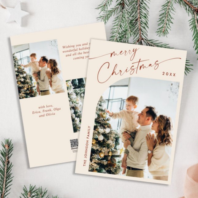 Simply Elegant Stylish 3 PHOTO Christmas Greeting Holiday Card (Creator Uploaded)
