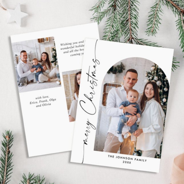 Simply Elegant Stylish 3 PHOTO Christmas Greeting Holiday Card (Creator Uploaded)