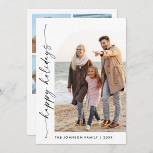 Simply Elegant Stylish 5 PHOTO Christmas Greeting Holiday Card