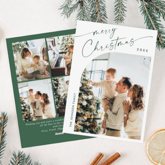 Simply Elegant Stylish 5 PHOTO Christmas Greeting Holiday Card (Creator Uploaded)