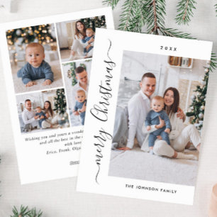Simply Elegant Stylish 5 PHOTO Christmas Greeting Holiday Card