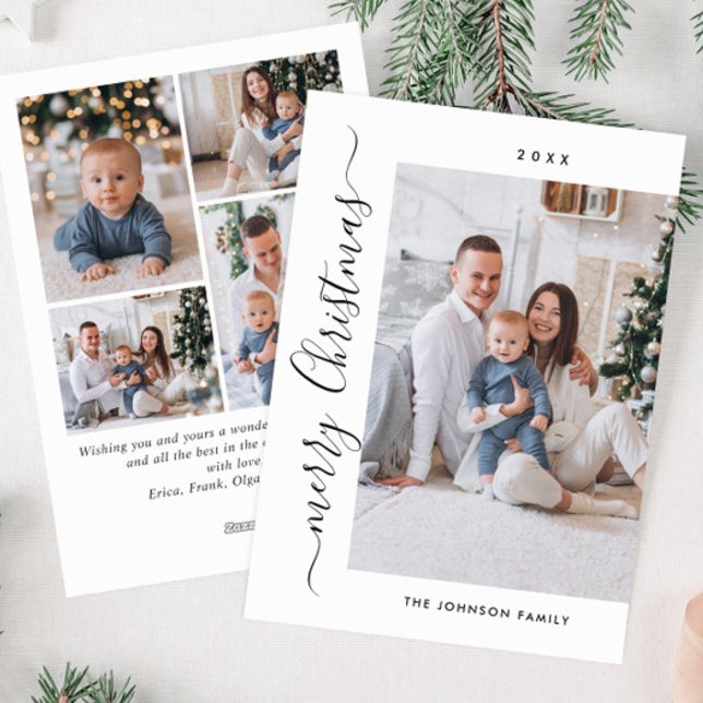 Simply Elegant Stylish 5 PHOTO Christmas Greeting Holiday Card (Creator Uploaded)