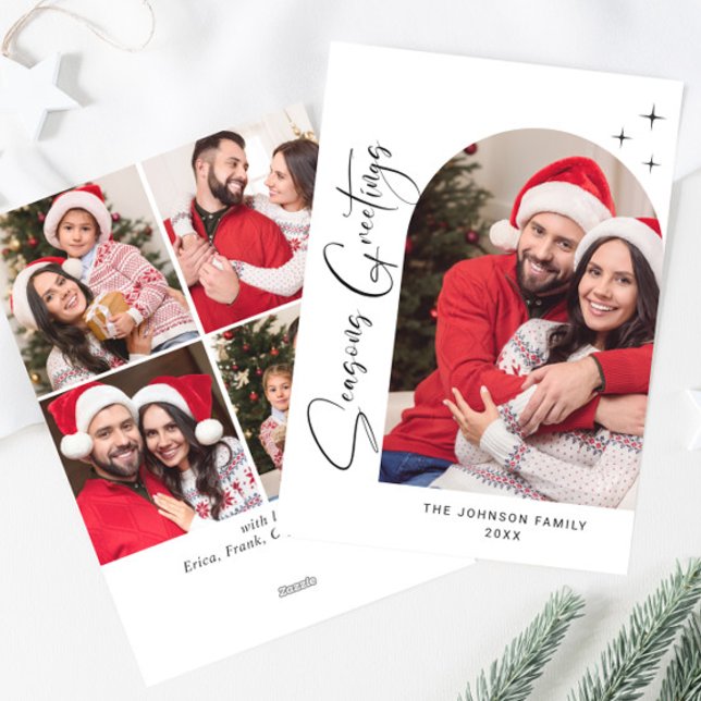 Simply Elegant Stylish 5 PHOTO Christmas Greeting Holiday Card (Creator Uploaded)