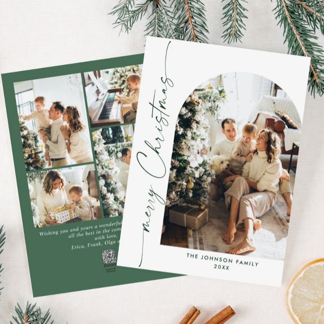 Simply Elegant Stylish 5 PHOTO Christmas Greeting Holiday Card (Creator Uploaded)