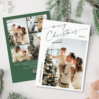 Simply Elegant Stylish 5 PHOTO Christmas Greeting Holiday Card