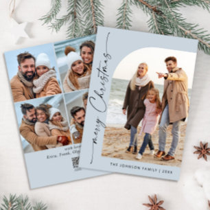 Simply Elegant Stylish 5 PHOTO Christmas Greeting Holiday Card