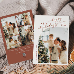 Simply Elegant Stylish 5 PHOTO Christmas Greeting Holiday Card