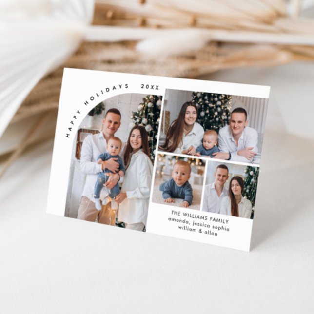 Simply Elegant Stylish 5 PHOTO Christmas Greeting Holiday Card (Creator Uploaded)