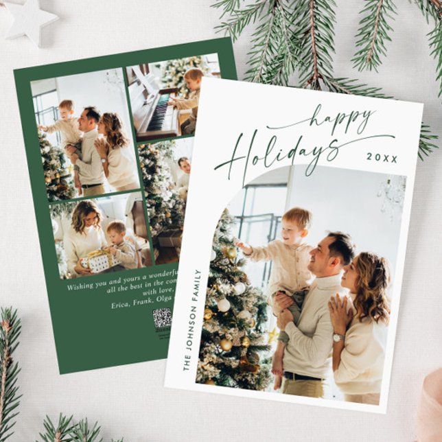 Simply Elegant Stylish 5 PHOTO Christmas Greeting Holiday Card (Creator Uploaded)