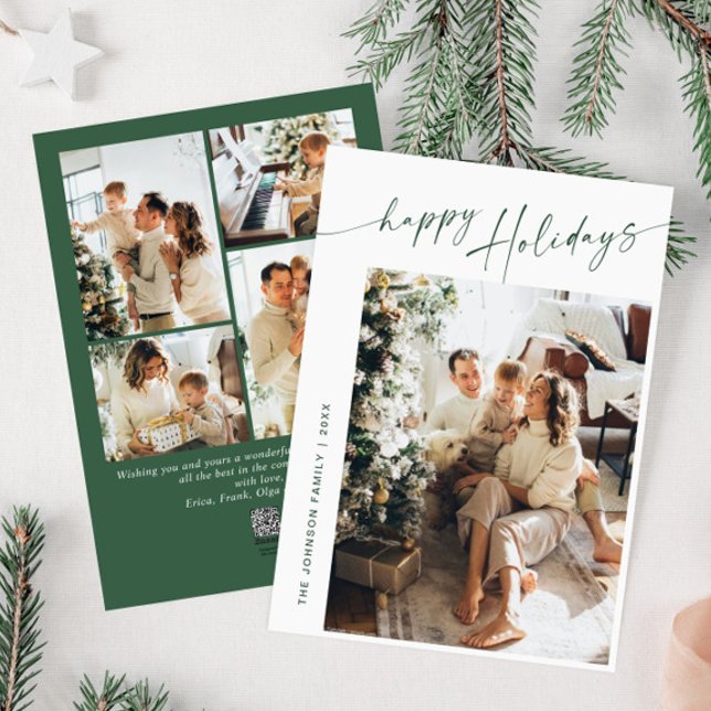 Simply Elegant Stylish 5 PHOTO Christmas Greeting Holiday Card (Creator Uploaded)
