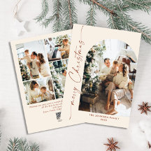 Simply Elegant Stylish 5 PHOTO Christmas Greeting
