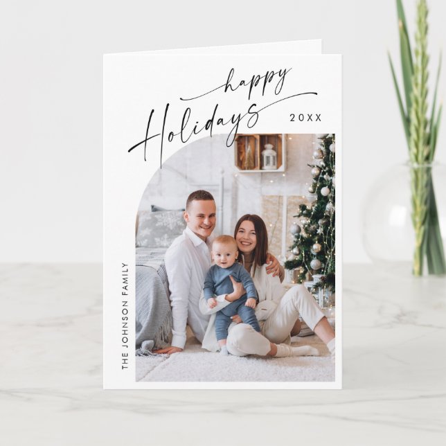 Simply Elegant Stylish 6 PHOTO Christmas Greeting Holiday Card (Front)