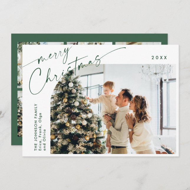 Simply Elegant Stylish 7 PHOTO Christmas Greeting Holiday Card (Front/Back)