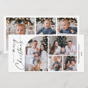 Simply Elegant Stylish 7 PHOTO Christmas Greeting Holiday Card