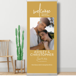 Simply Elegant Sunflower Photo Wedding Welcome Retractable Banner