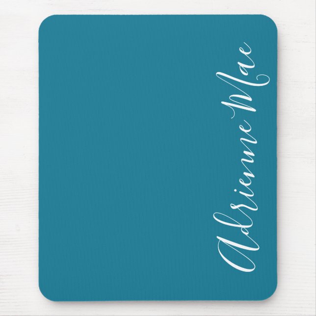 Simply Elegant Teal Blue Personalised Mouse Mat (Front)
