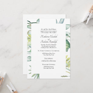 Simply Elegant Tropical Greenery Wedding Invitation