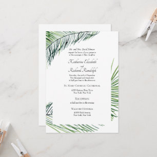 Simply Elegant Tropical Palm Greenery Wedding Invitation