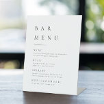 Simply Elegant Typography Modern Bar Menu Pedestal Pedestal Sign<br><div class="desc">Elegant black and white minimalist typography design in timeless serif font,  simple and clean. Great bar menu sign for minimalist wedding,  modern wedding and classic wedding. 
See all the matching pieces in collection.</div>