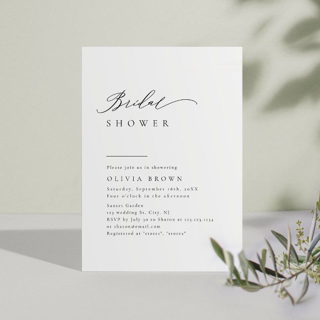Simply Elegant Typography Modern Bridal Shower Invitation (Simply Elegant Typography Modern Bridal Shower Invitation)