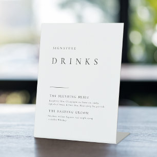 Simply Elegant Typography Modern Signature Drinks Pedestal Sign