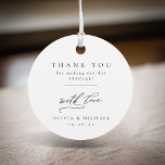 Simply Elegant Typography Modern Wedding Favour Tags<br><div class="desc">Elegant black and white minimalist typography thank you design with stylish script and timeless serif font,  simple and clean. Great personalised favour tags for minimalist wedding,  modern wedding and classic wedding. 
See all the matching pieces in collection</div>