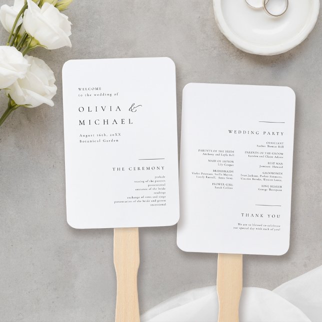 Simply Elegant Typography Modern Wedding Program H Hand Fan (Simply Elegant Typography Modern Wedding Program Hand Fan)