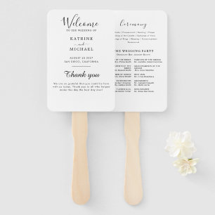 Simply Elegant Typography Modern Wedding Program  Hand Fan