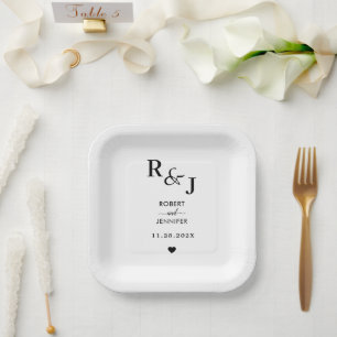 Simply Elegant Typography Wedding  Paper Plate