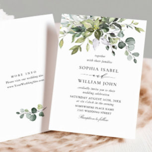 Simply Elegant Watercolor Eucalyptus Wedding Invitation