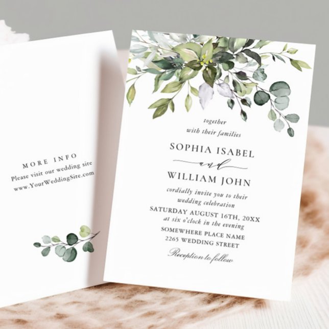 Simply Elegant Watercolor Eucalyptus Wedding Invitation (Creator Uploaded)
