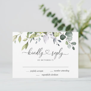 Simply Elegant Watercolor Eucalyptus Wedding RSVP Card