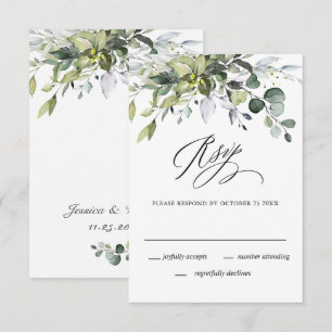 Simply Elegant Watercolor Eucalyptus Wedding RSVP Card