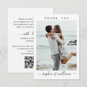 Simply Elegant Wedding Heart Simple Photo Thank You Card