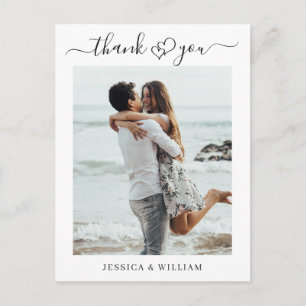 Simply Elegant Wedding Hearts Photo Thank You Postcard