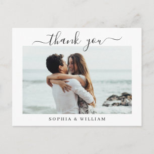 Simply Elegant Wedding Hearts Photo Thank You Postcard